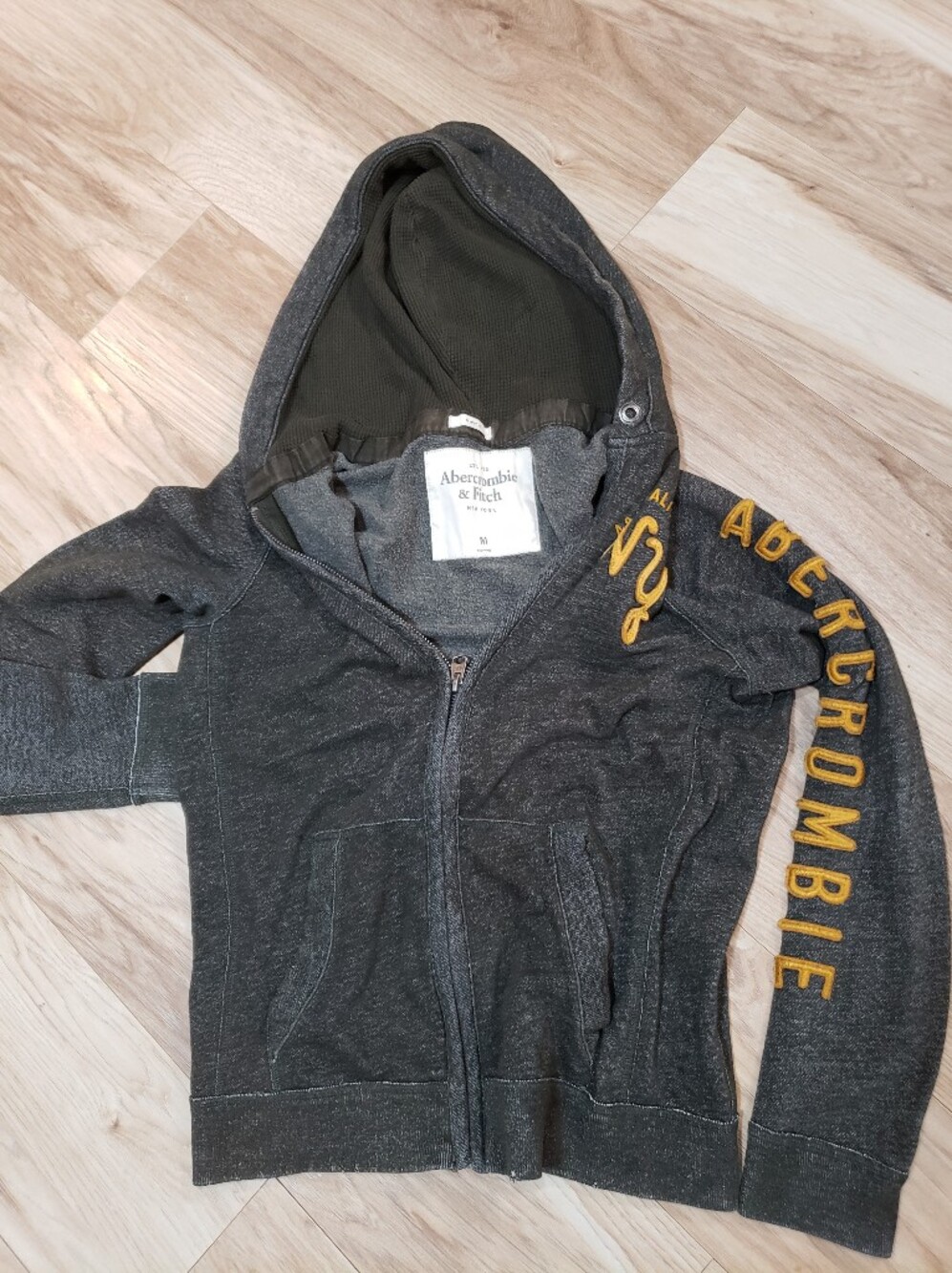 Abercrombie&Fitch Y2k Big Patch Lable Gray Unisex Oversized Med Hooded Jacket
